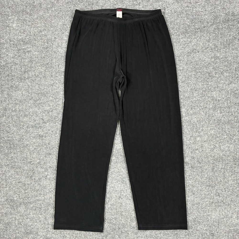 Ashli Couture Womens Size 1X‎ Black Pull On Stretch Pants Acetate Made USA Plus